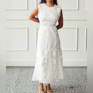 Confete Leonnie 3D Midi Bridal Dress - White/Champagne